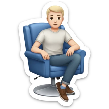 White male casual clothes sitting on chair sticker