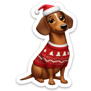 Wiener dog with christmas sweater  sticker