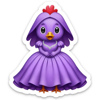 Chicken in a purple wedding dress sticker