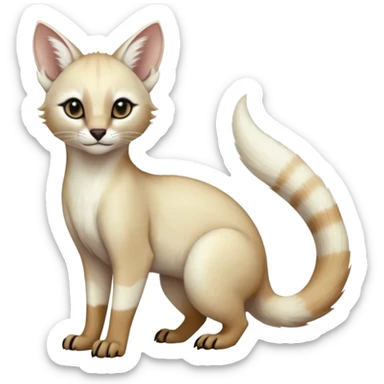 Cute albino soft smooth silky pale light pastel white glorious divine exotic cute cool beautiful beautiful fantasy-caracal-civet-genet-sergal-vernid-Cacomistle-Trico-oncilla-animal-Fakémon-hybrid-fursona (full body) sticker