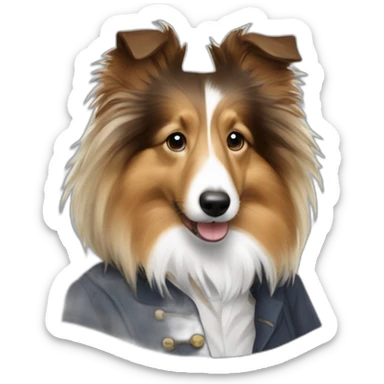 Sheltie with sherlock holms outift sticker