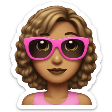 Latina with midlong hair and pink sunglasses  sticker