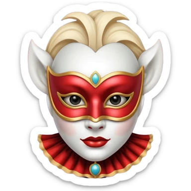 circus masked performer portrait, head and shoulders only, elegant carnival mask, dramatic costume collar, mysterious expression, 3D cartoon, mobile game icon style, clean background, no text, no watermark sticker