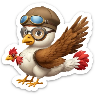 rooster pilot flying glider sticker