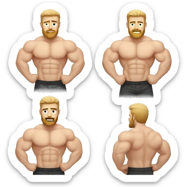 super muscular white man flexing down with a beard and a tank top sticker