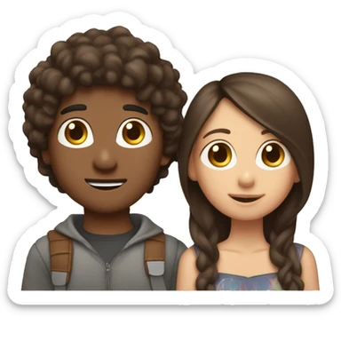 brunette girl with brunette boy with a dashaund ￼  sticker