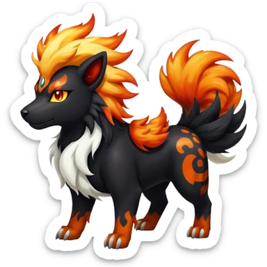 Shiny Exotic Gothic Rapidash-Houndoom-Arcanine-Pokémon-Fakémon-hybrid-creature sticker