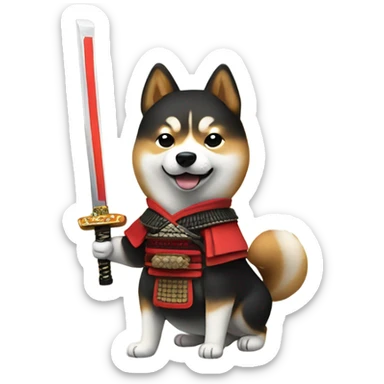 Shiba inu with samurai sword sticker