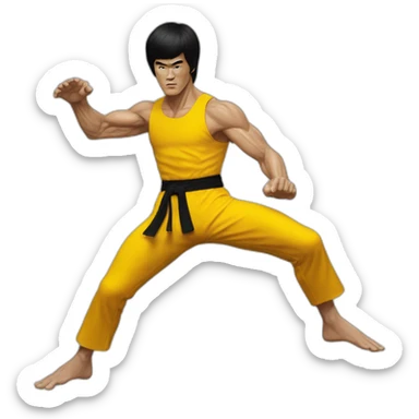 bruce lee half side-kick sticker