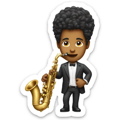 clean shaved guy with volume hair playing saxophone sticker