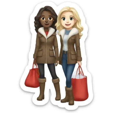two blonde one brunette white girls with bag of snow  sticker