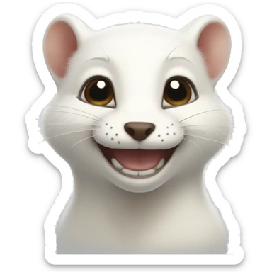 white stoat grinning eyes closed ears back sticker