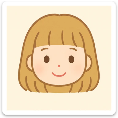 Change the hairstyle of the character in the image while keeping the Irasutoya style, which is a cute, simple Japanese illustration style with soft colors and round features. Maintain the overall softness and simplicity of the illustration, focusing on a different hairstyle that fits this style. sticker