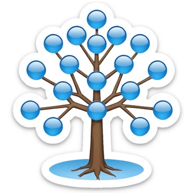 connected nodes forming a simple tree diagram sticker