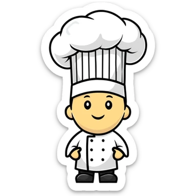 A traditional white chef's hat, tall and puffed, symbolizing culinary expertise sticker