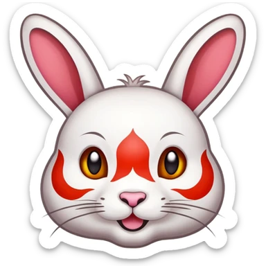 Sichuan Rabbit Head with spices specialty food, simplified emoji style with bold outlines and bright colors, cartoon style unique local delicacy sticker