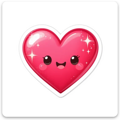 cute and shiny heart emoji with sparkles, no background sticker