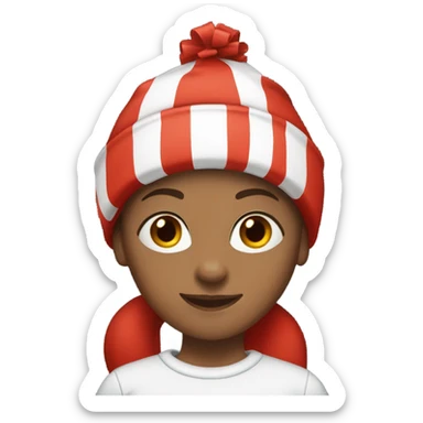 Emoji of a sporty girl in a top and leggings with a red Christmas hat. sticker
