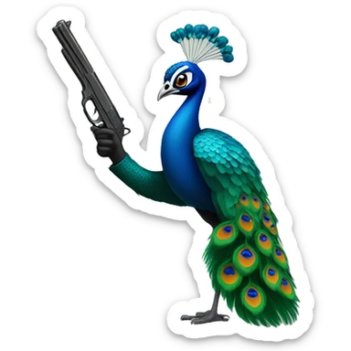 peacock with a gun sticker