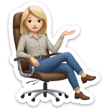 girl that is moving in their chair of work but its not disable just lazy  sticker