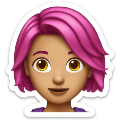 Girl with bob magenta hair  sticker