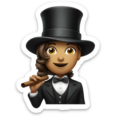 Caitlyn wearing a top hat with a cigar  sticker
