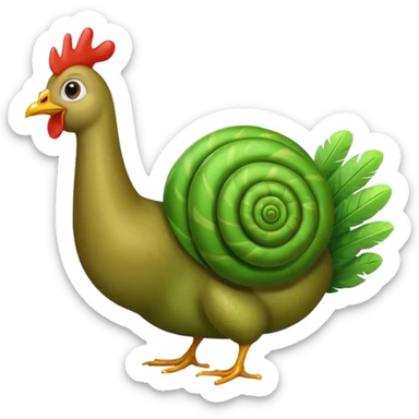 a snail green worm a chicken with jazz hands sticker