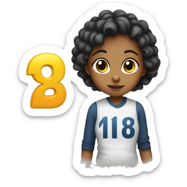 Numbers 18 with a girl sticker