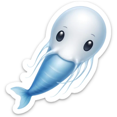 sperm cell emoji, swimming motion, rounded head, clean look sticker
