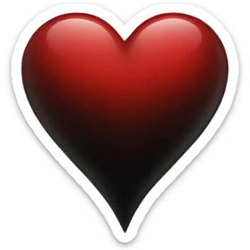 Half black and red heart sticker