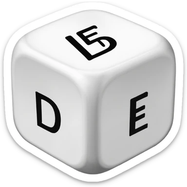 create a dice with the word der die das written on each visible side sticker