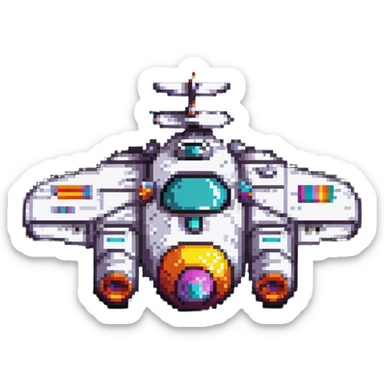 retro space cruiser with rounded edges and colorful details sticker