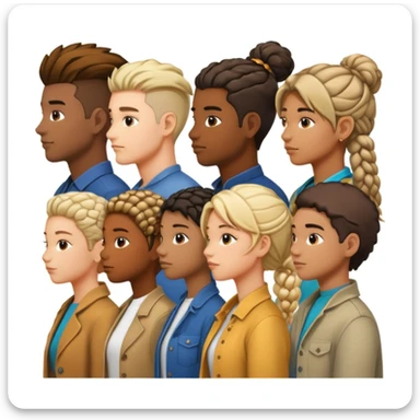 A line of people in profile, one behind the other sticker