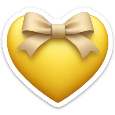 Yellow heart with a beige bow sticker