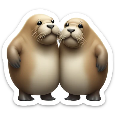 Walrus giving a hug sticker