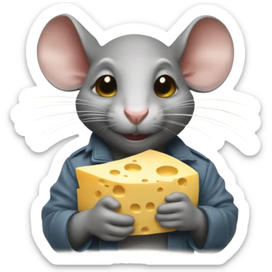 A rat holds a cheese with inscription "Alinght" sticker
