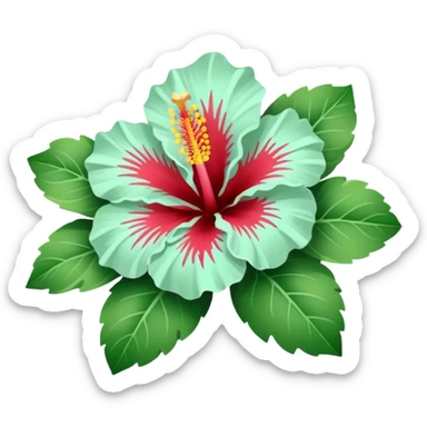 Hibiscus flower light mint and white sticker
