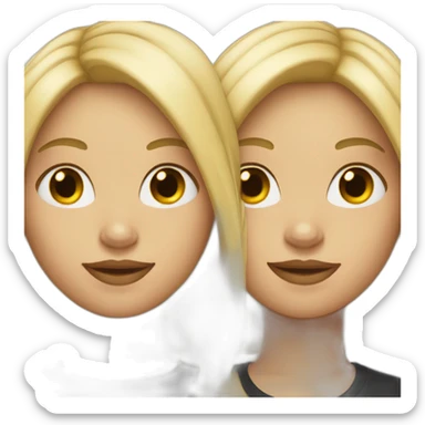 woman with hair on one side blonde and on the other black and diastema sticker