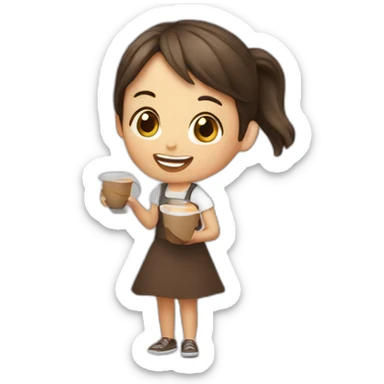 girl juggling with coffee cups sticker