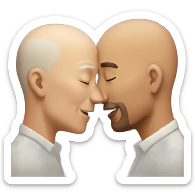bald older white man kissing brown man sticker