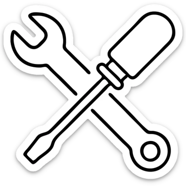 Maintenance icon with wrench and screwdriver crossed sticker