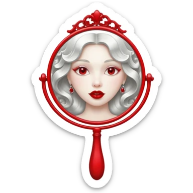 hand mirror, polished silver chrome, erotic vanity aesthetic sticker