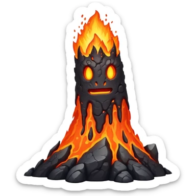 a mystical fast lava creature without arms with molten lava on its head and some rocky shoulders sticker