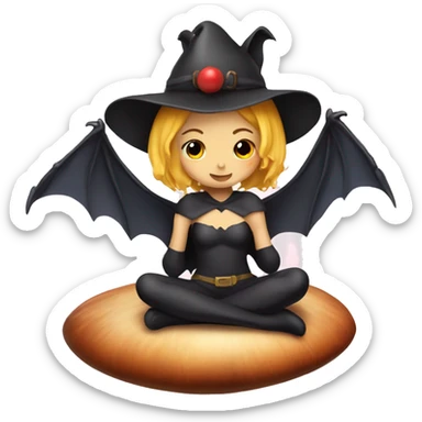 bat girl sitting on a mushroom sticker