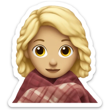 blond girl with blanket sticker