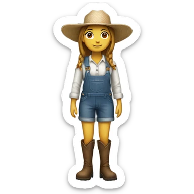full body farmer girl standing sticker