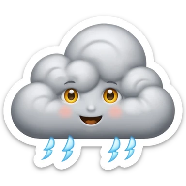 cute Thunderstorm Cloud, eyes, gray sticker