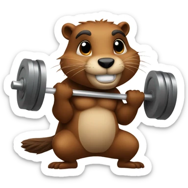 A beaver with strong muscles lifts the barbell sticker