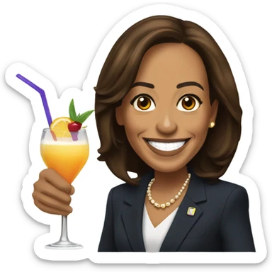 Kamala Harris drinking a cocktail sticker