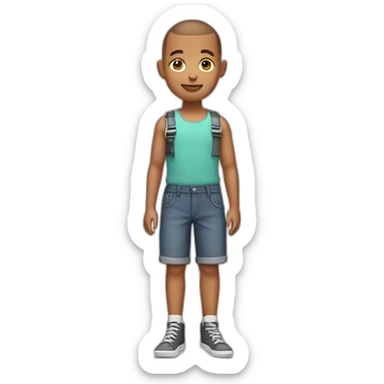 BOY WITH A BUZZ CUT WEARING A BRACE ON HIS RIGHT UNDER LEG sticker